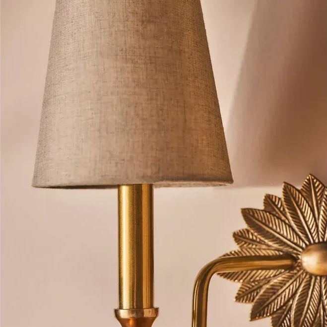 Alessio Vintage Classical Brass Fabric Wall Light Shades Bedroom Living Room
