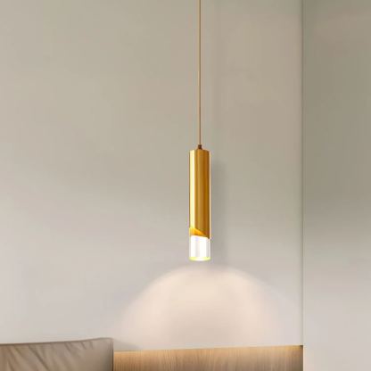 Meza Modern Cylinder Metal Acrylic Pendant Light Bedroom Dining Room