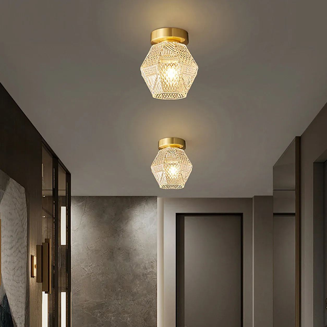 Alessio Vintage Luxury Glass Ceiling Light Shades Bedroom Hallway
