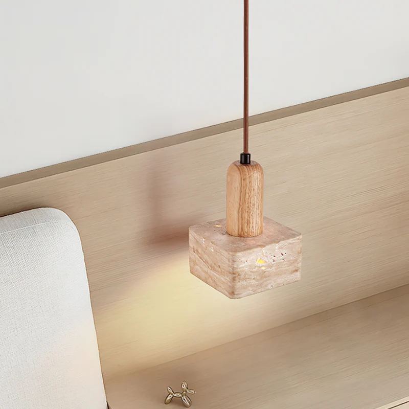 Zaid Minimalism Travertine Wood Pendant Lamp Bedroom Dining Room