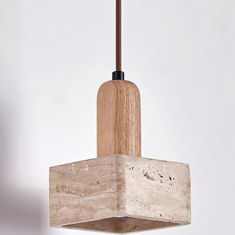 Zaid Minimalism Travertine Wood Pendant Lamp Bedroom Dining Room