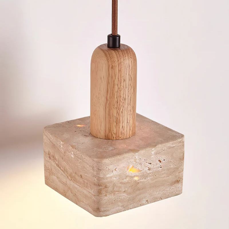 Zaid Minimalism Travertine Wood Pendant Lamp Bedroom Dining Room