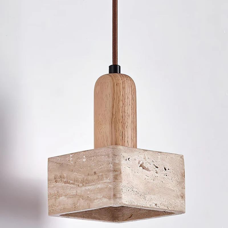 Zaid Minimalism Travertine Wood Pendant Lamp Bedroom Dining Room