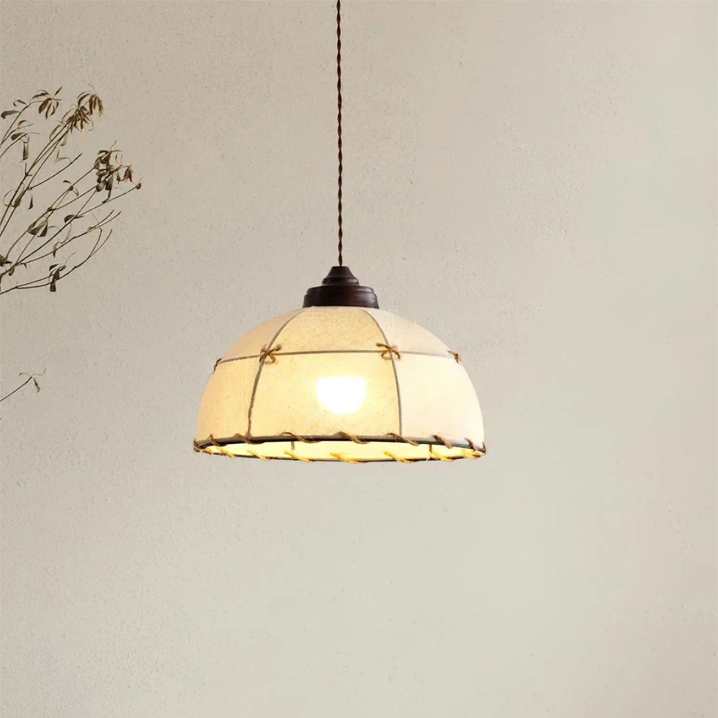 Renée Vintage Round Hanging Fabric Pendant Light Shades Dining Room