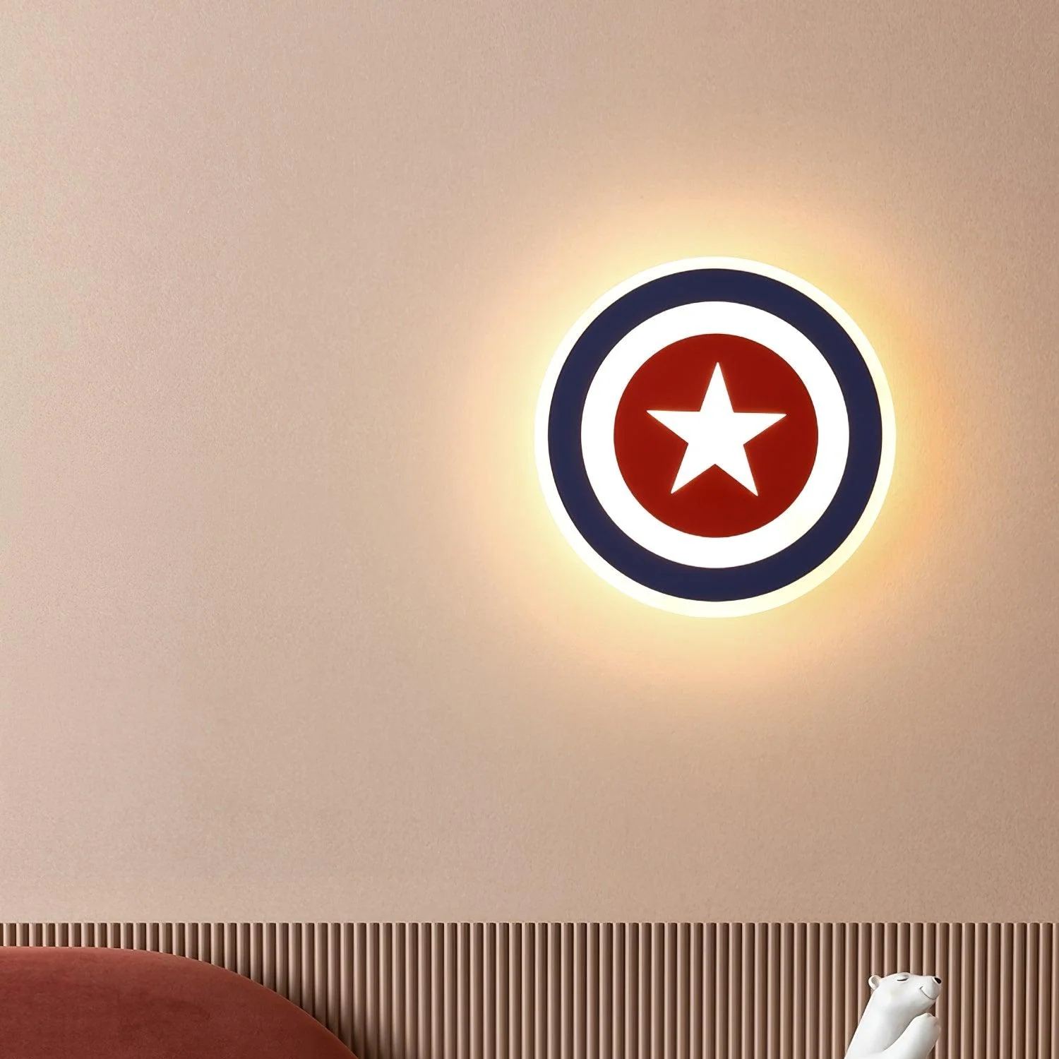 Edge Unusual Captain Red Blue Acrylic Metal Wall Lamp Dining Room Bedroom