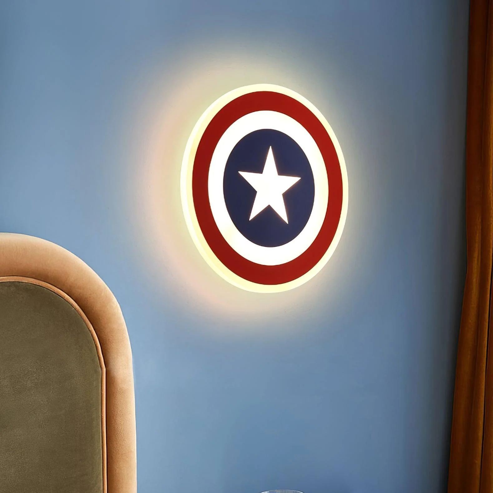 Edge Unusual Captain Red Blue Acrylic Metal Wall Lamp Dining Room Bedroom