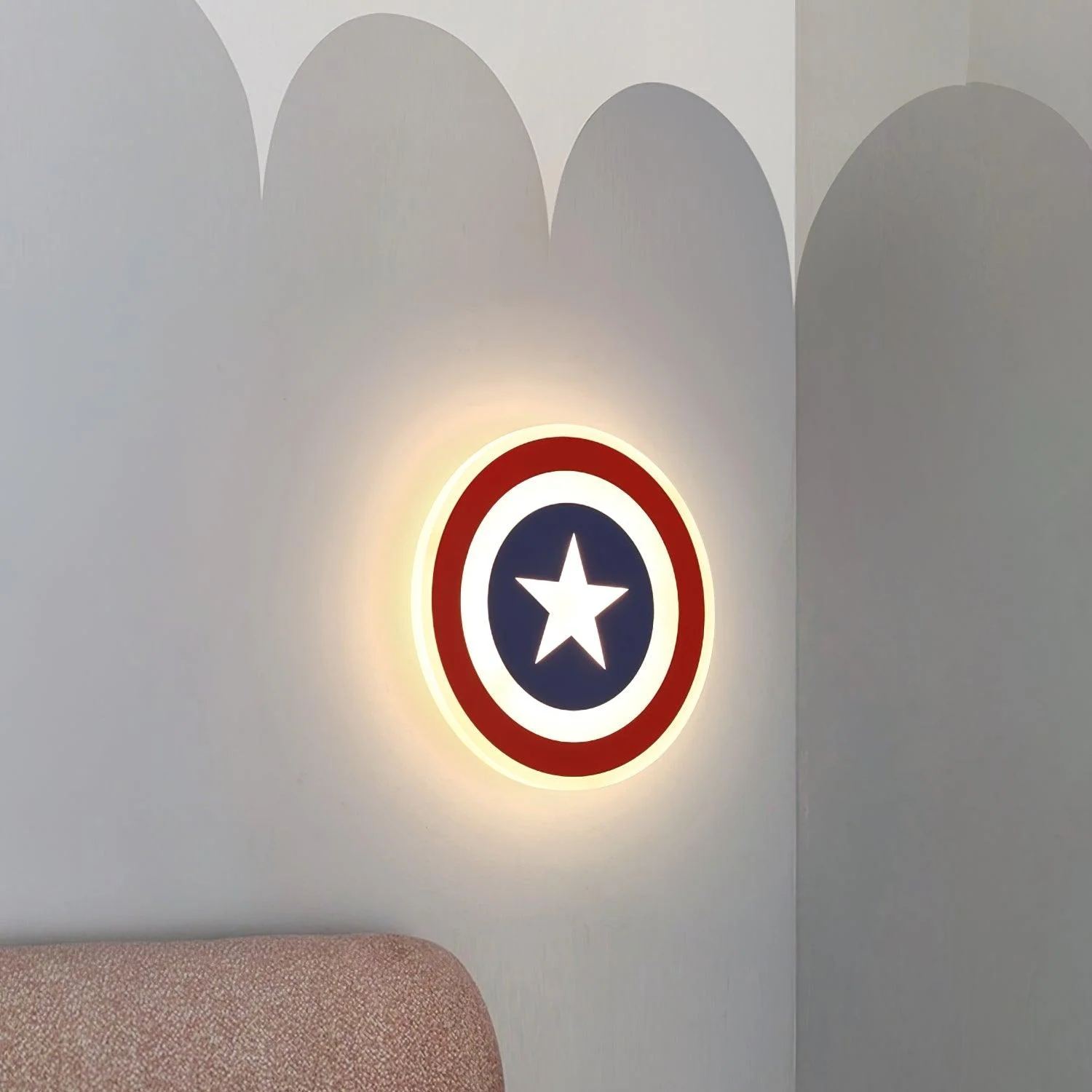 Edge Unusual Captain Red Blue Acrylic Metal Wall Lamp Dining Room Bedroom