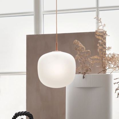 Hailie Modern Round Metal Glass Pendant Light Bedroom Dining Room