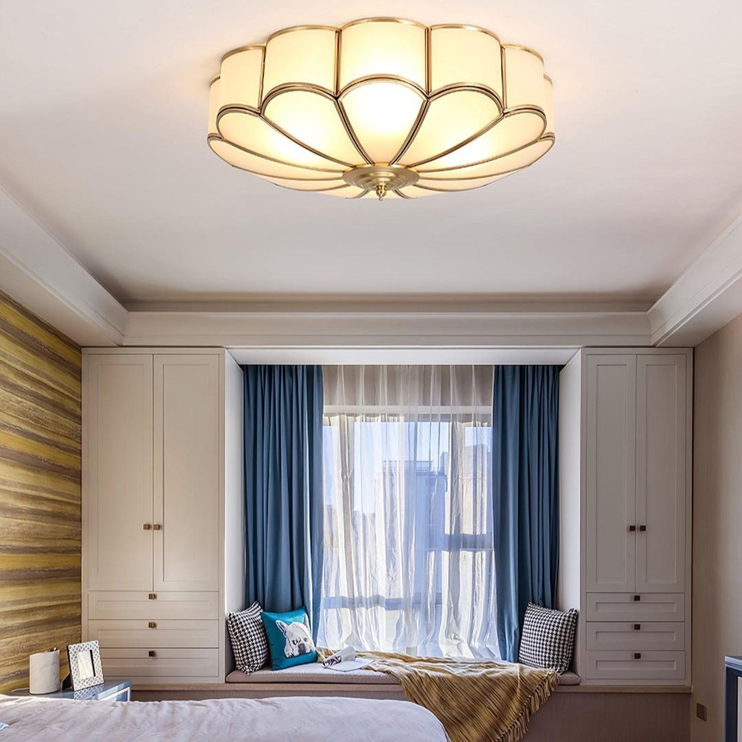 Alessio Modern Metal Glass Ceiling Lamp Bedroom Living Room