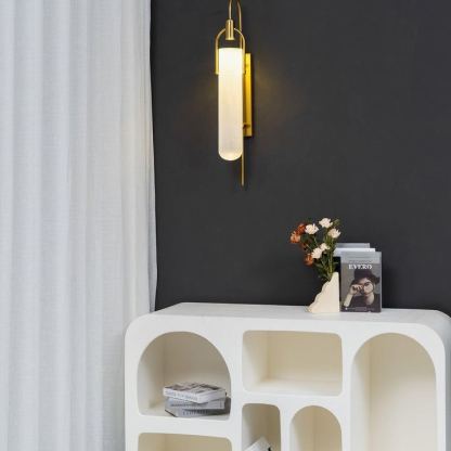 Alessio Minimalism Black Copper Plating Metal Glass Wall Lamp Bedroom Living Room