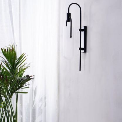 Alessio Minimalism Black Copper Plating Metal Glass Wall Lamp Bedroom Living Room