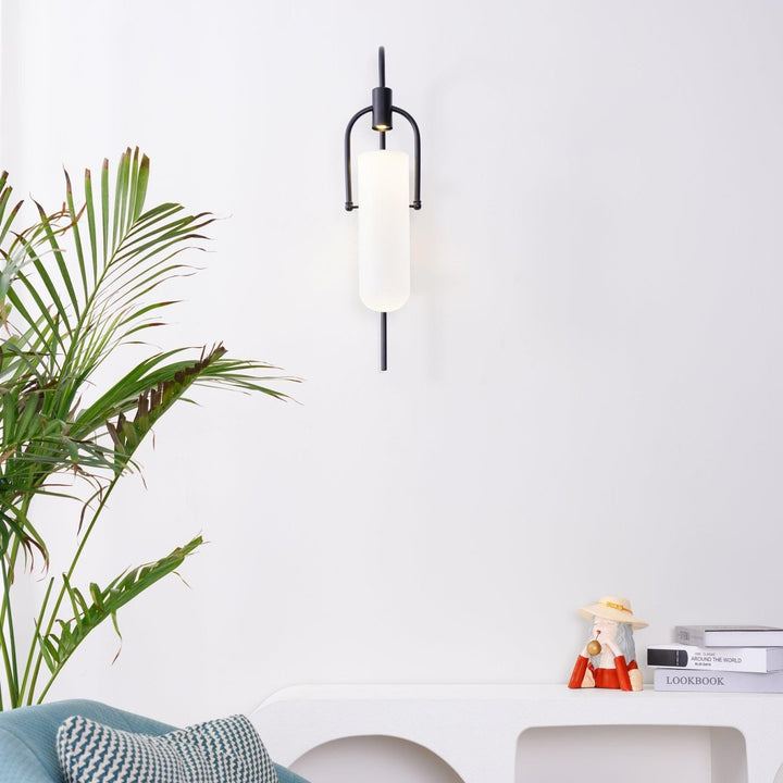 Alessio Minimalism Black Copper Plating Metal Glass Wall Lamp Bedroom Living Room
