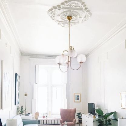 Alessio Vintage Metal Glass Gold Black Pendant Light Bedroom Living Room