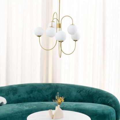 Alessio Vintage Metal Glass Gold Black Pendant Light Bedroom Living Room