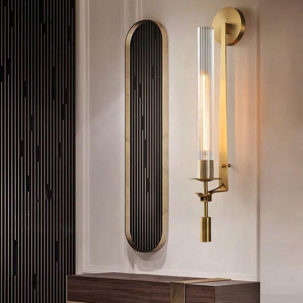 Alessio Minimalism Brass Metal Glass Wall Lamp Bedroom Living Room