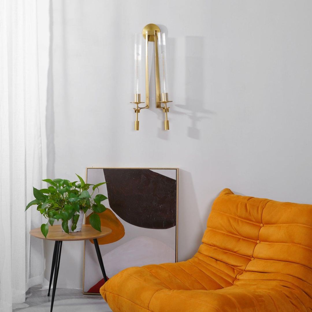 Alessio Minimalism Brass Metal Glass Wall Lamp Bedroom Living Room