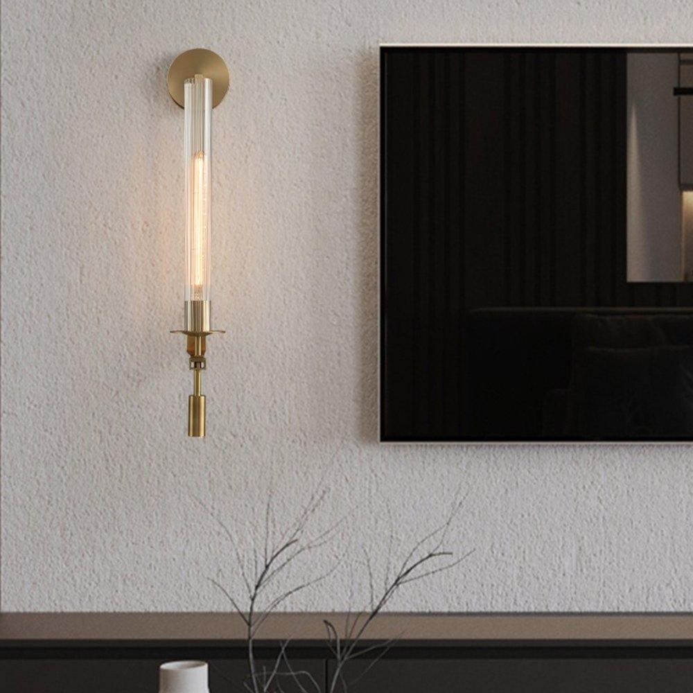 Alessio Minimalism Brass Metal Glass Wall Lamp Bedroom Living Room