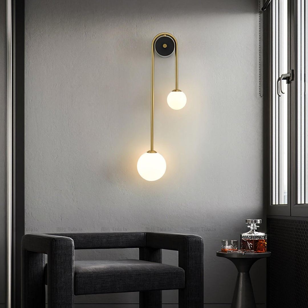 Edge Minimalism Metal Gray Black Brass Glass Wall Lamp Bedroom Living Room