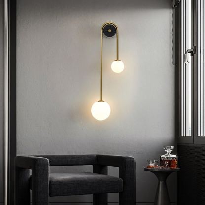 Edge Minimalism Metal Gray Black Brass Glass Wall Lamp Bedroom Living Room