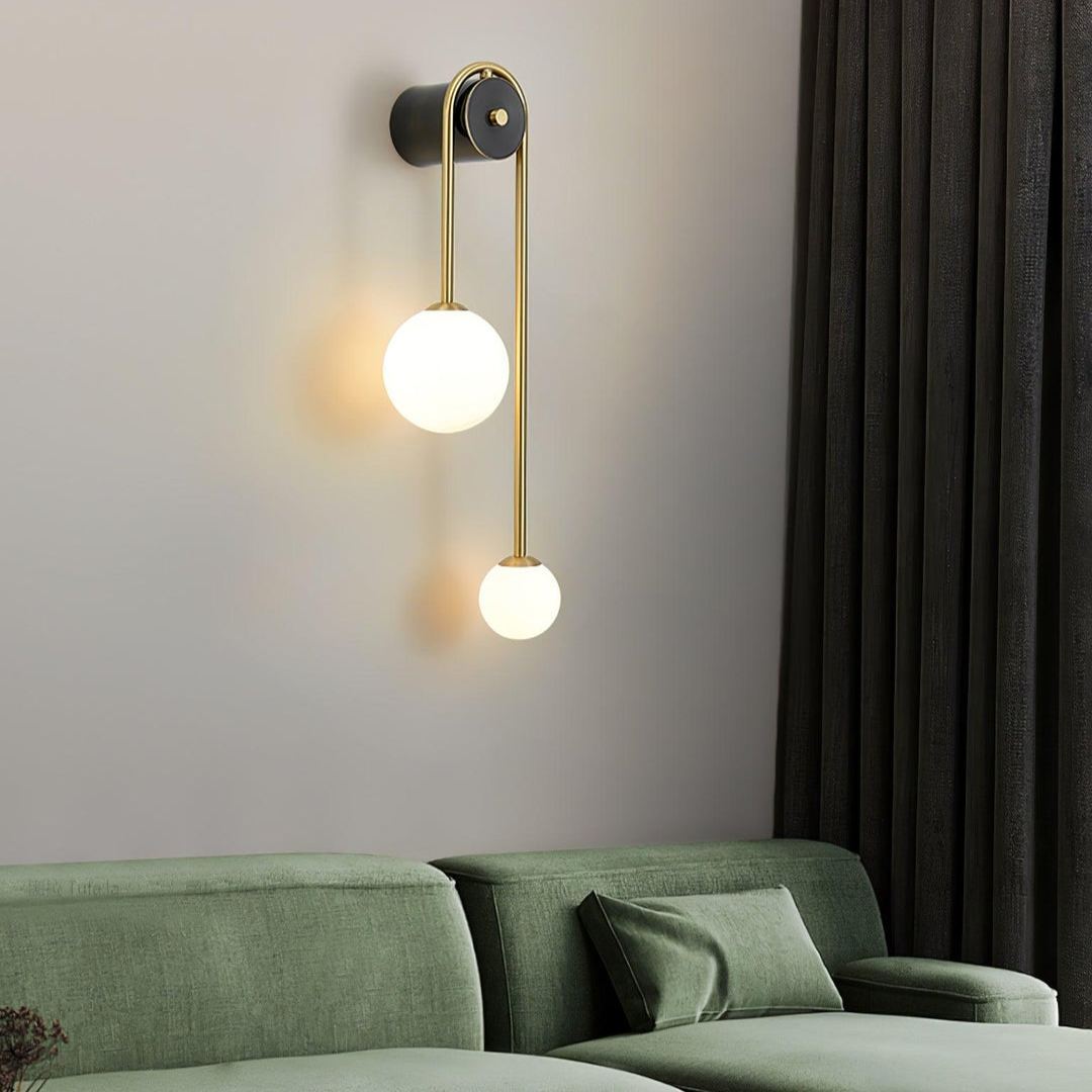 Edge Minimalism Metal Gray Black Brass Glass Wall Lamp Bedroom Living Room
