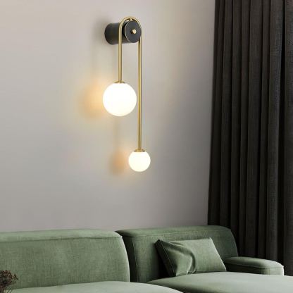 Edge Minimalism Metal Gray Black Brass Glass Wall Lamp Bedroom Living Room