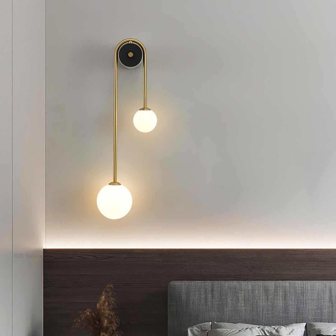 Edge Minimalism Metal Gray Black Brass Glass Wall Lamp Bedroom Living Room