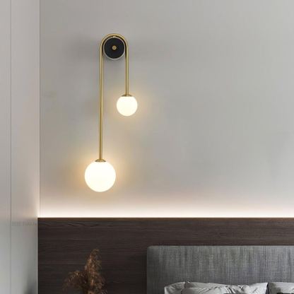 Edge Minimalism Metal Gray Black Brass Glass Wall Lamp Bedroom Living Room