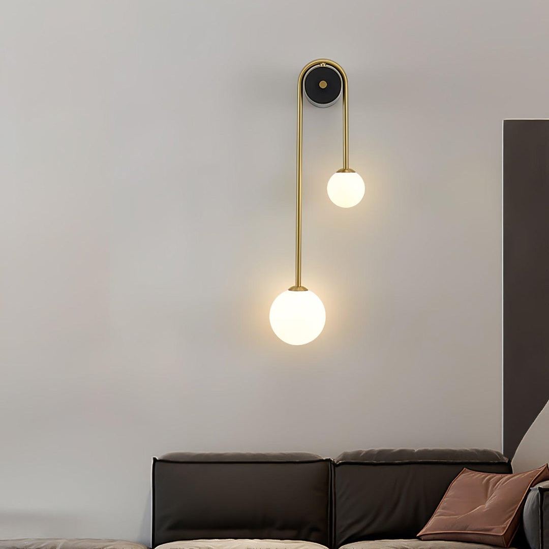 Edge Minimalism Metal Gray Black Brass Glass Wall Lamp Bedroom Living Room