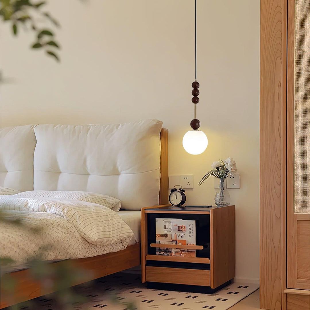 Hailie Minimalism Metal Globe Wood Pendant Light Bedroom Living Room