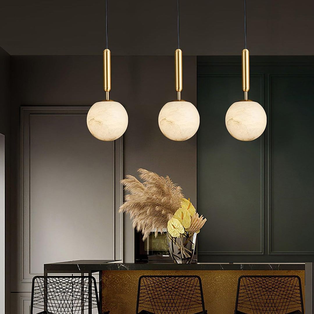 Jade Sphere Design Modern Decor Alabaster Metal Pendant Light Bedroom