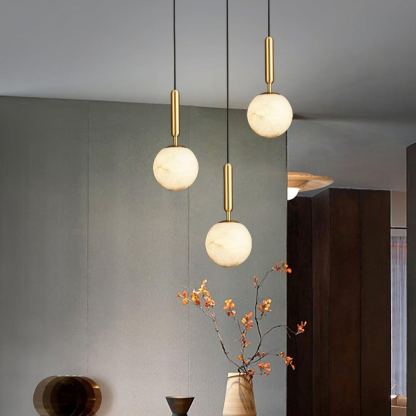 Jade Sphere Design Modern Decor Alabaster Metal Pendant Light Bedroom