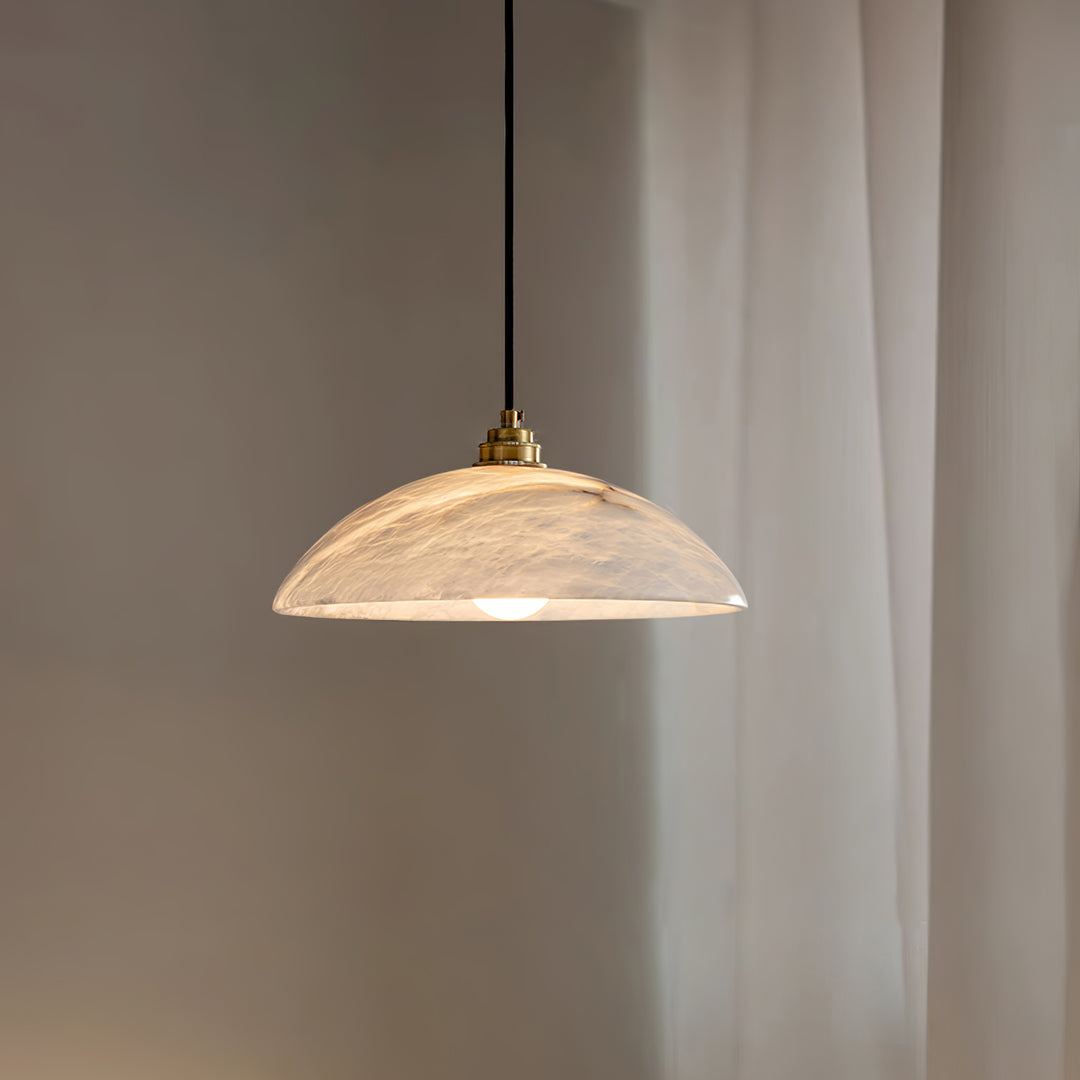 Jade Alabaster Dome Brass Finish Pendant Light Bedroom Living Room