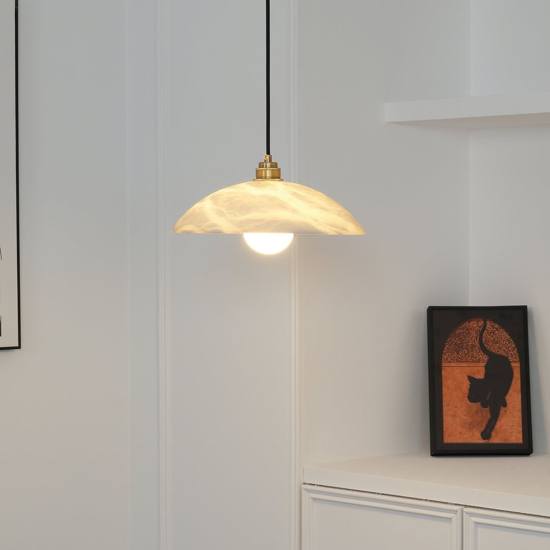 Jade Alabaster Dome Brass Finish Pendant Light Bedroom Living Room
