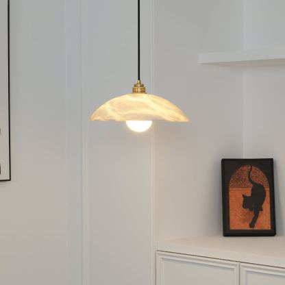 Jade Alabaster Dome Brass Finish Pendant Light Bedroom Living Room