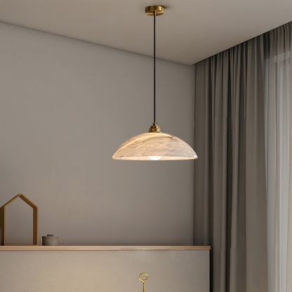 Jade Alabaster Dome Brass Finish Pendant Light Bedroom Living Room