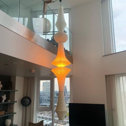 Renée Geometric Style Metal Paper Pendant Light Bedroom Living Room