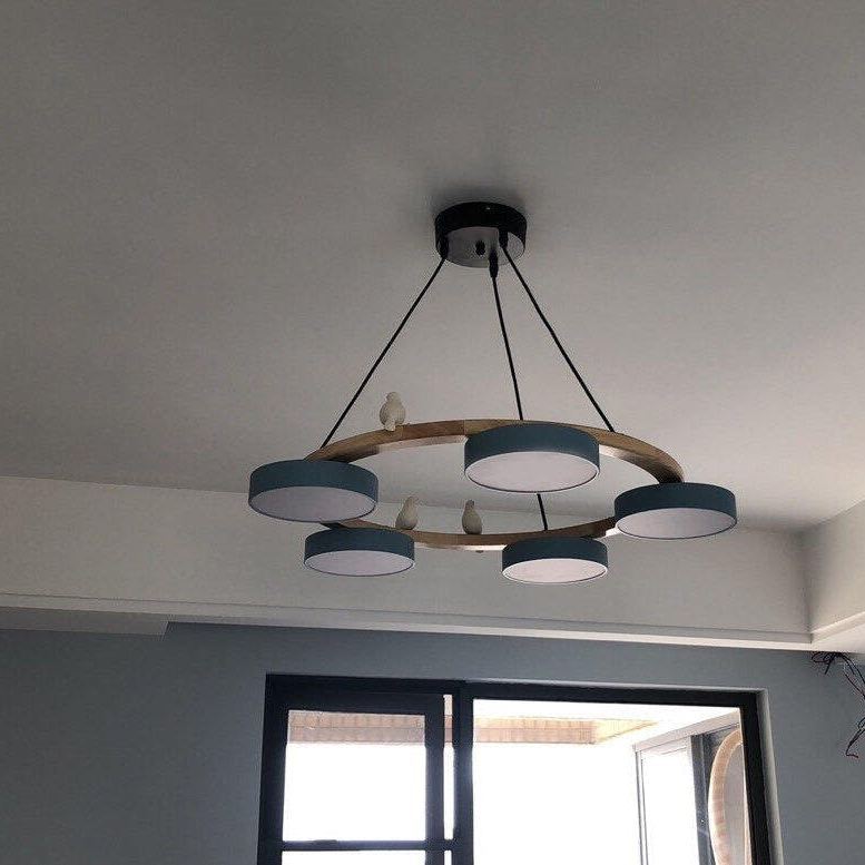 Morandi Modern Metal Wood Resin Acrylic Chandelier Dining Room Bedroom