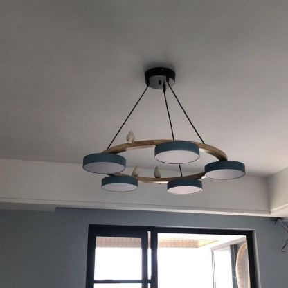 Morandi Modern Metal Wood Resin Acrylic Chandelier Dining Room Bedroom