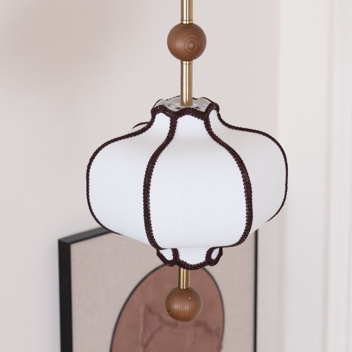 Ozawa Vintage Metal Wood Fabric Pendant Light Dining Room Bedroom