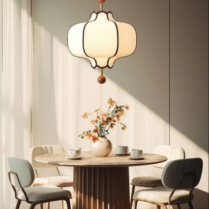 Ozawa Vintage Metal Wood Fabric Pendant Light Dining Room Bedroom