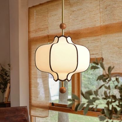 Ozawa Vintage Metal Wood Fabric Pendant Light Dining Room Bedroom