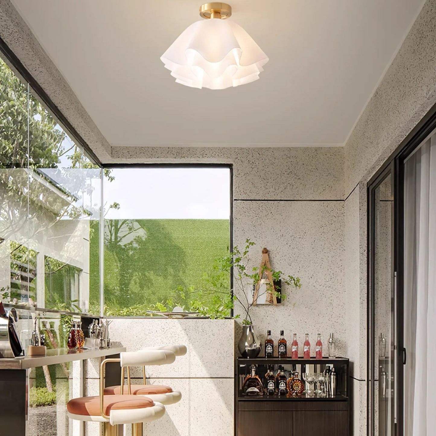 Carins Modern Unusual LED Ceiling Light Brass Plastic Bathrooms