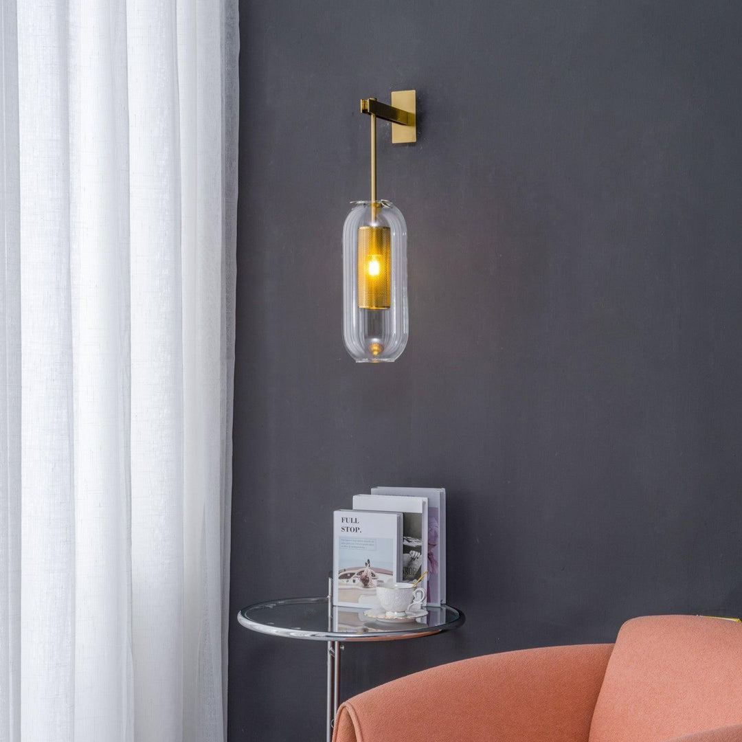 Edge Modern Round Meta Glass Wall Lamp Living Room Bedroom