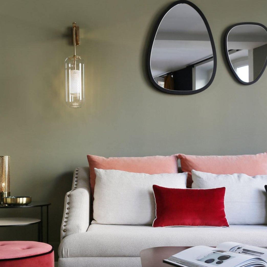 Edge Modern Round Meta Glass Wall Lamp Living Room Bedroom