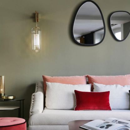 Edge Modern Round Meta Glass Wall Lamp Living Room Bedroom