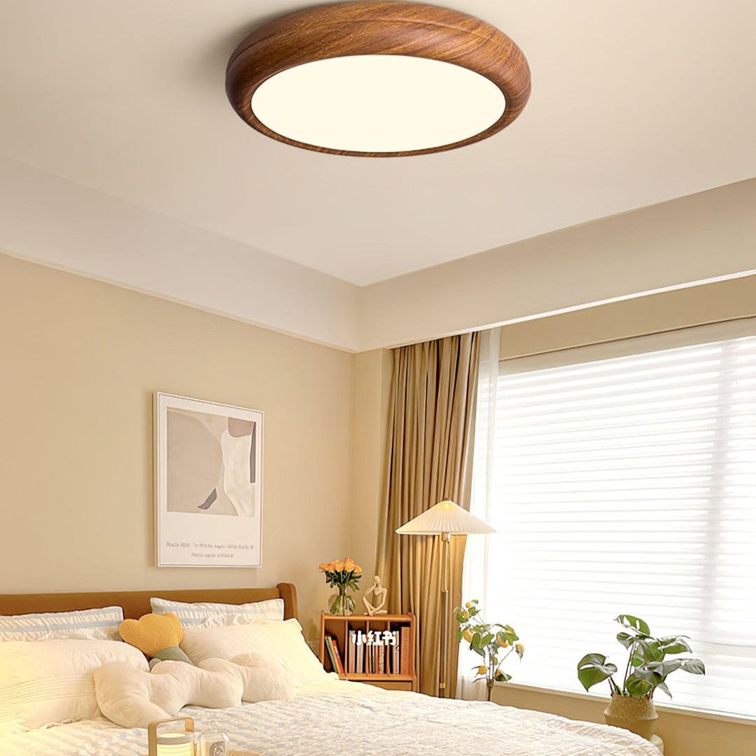 Muto Modern Round Wood Round Ceiling Light Bedroom