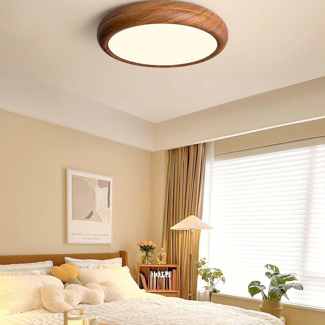 Muto Modern Round Wood Round Ceiling Light Bedroom