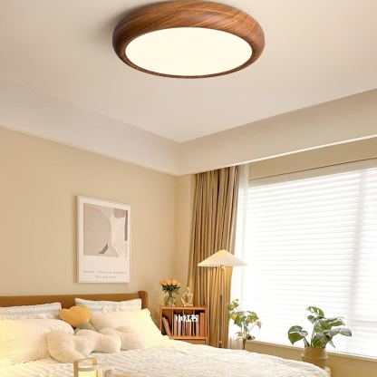 Muto Modern Round Wood Round Ceiling Light Bedroom