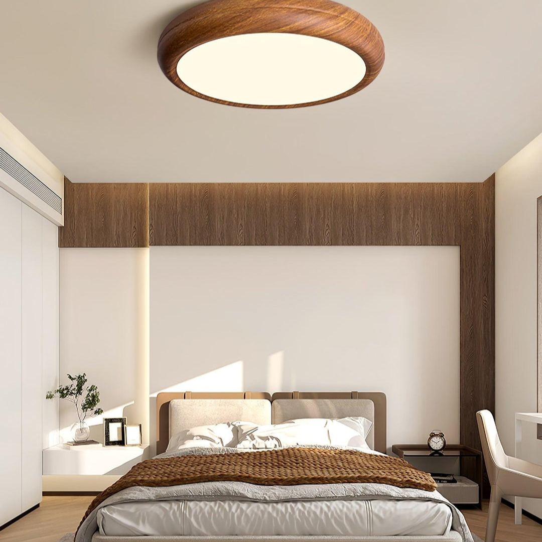 Muto Modern Round Wood Round Ceiling Light Bedroom