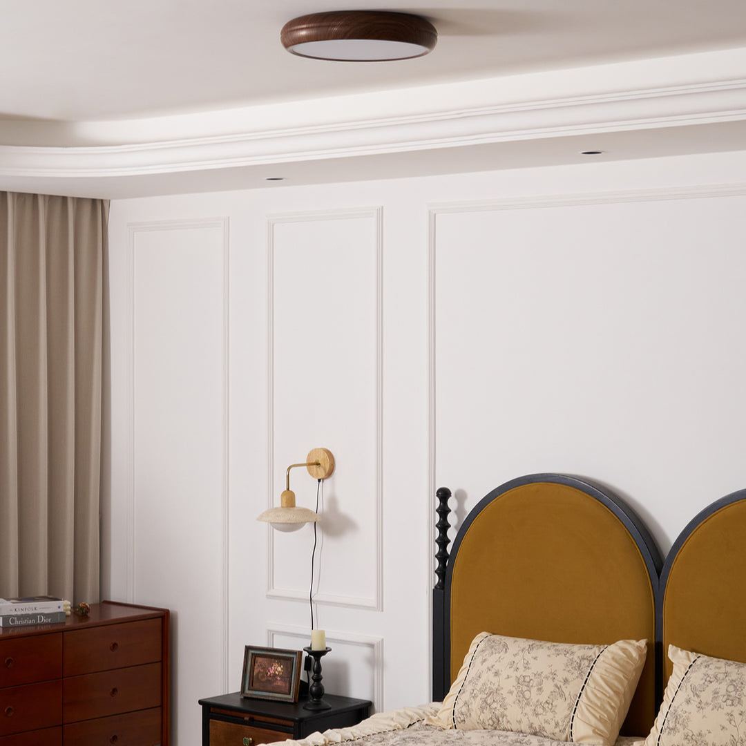 Muto Modern Round Wood Round Ceiling Light Bedroom
